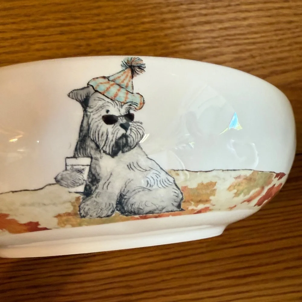 Dogs Dogs Dogs Pier 1 Imports Ironstone Ceramic Bowl Poodle Winer Dog Bull dog